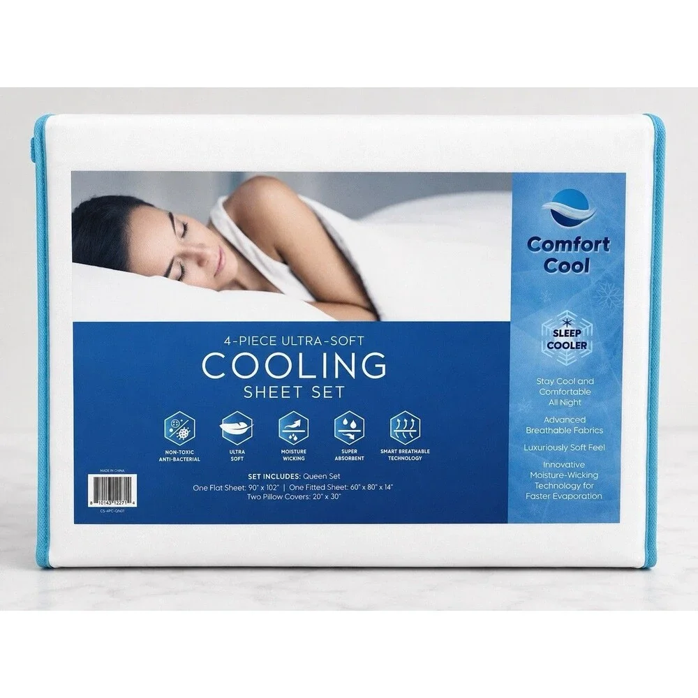 Comfort Cool 4 Piece Ultra Soft Cooling Sheet Set - Queen Size - NEW IN Package